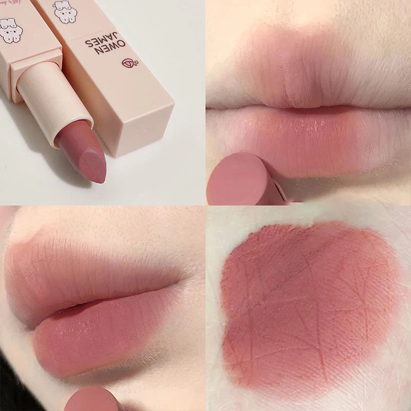 Matte Cute Lipstick Long Lasting Sexy Bright Red Lip Tint Balm Moisturizing Velvet Nude Lipstick Enhances Complexion Cosmetics