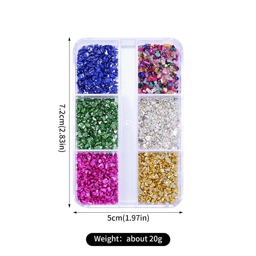 6Grids Gold Nail Art Alloy Studs Seaside 3D Decoration Sea Shell Star Pearl Charm Metal Frame Rivets Nail Rhinestone Accessories