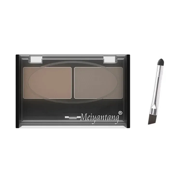 Eyeshadow Cake Makeup 2 Color Waterproof Eyebrow Powder Eye Shadow Eye Brow Palette + Brush Eyebrow Enhancer Professional