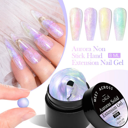 4/6pcs Aurora Non-Stick Hand Solid Nail Extension Gel Set Prolong Hard Gel Solid Gel Extension Nail Kit Carving Nail Extensions