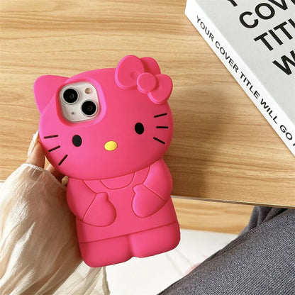 3D Cute Cartoon Anime Role Hello Kitty Phone Cases for IPhone 14 13 12 11 Pro Max X XR XS Soft Silicone Anti-fall Protect Cover