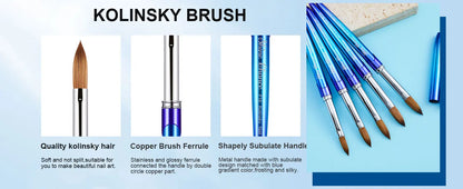 100% Kolinsky Nail Brush for Manicure Gel Brush for Nail Art Brush Acrylic Liquid Powder Carving Gel Brush Liner Drawing Pen