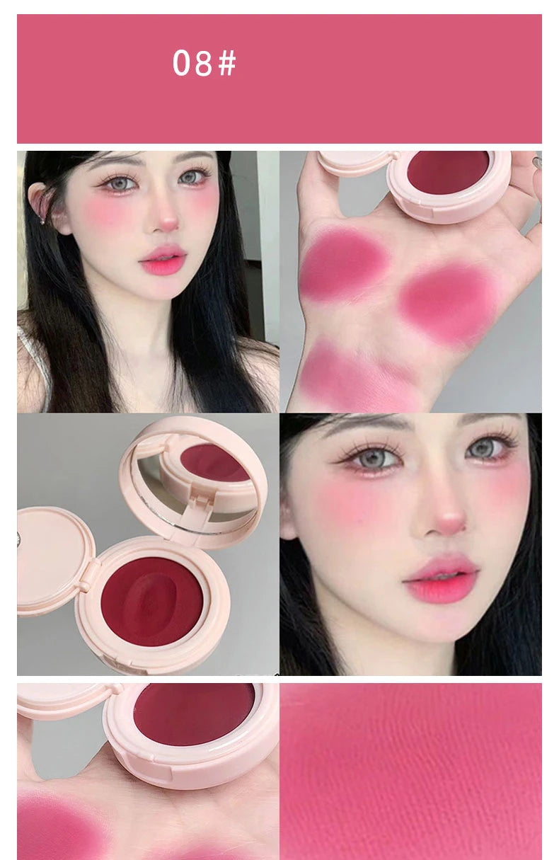 Monochrome Blue Blusher Shadow Cream Mashed Potatoes Texture Cheek Blush Natural Multi-purpose Eye Shadow Mud With Cushion Puff