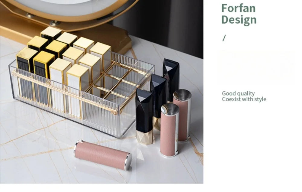 18-grids Luxury Lipstick Storage Box Transparent Portable Makeup Holder Plastic High-capacity Cosmetics Case Desktop Organizer