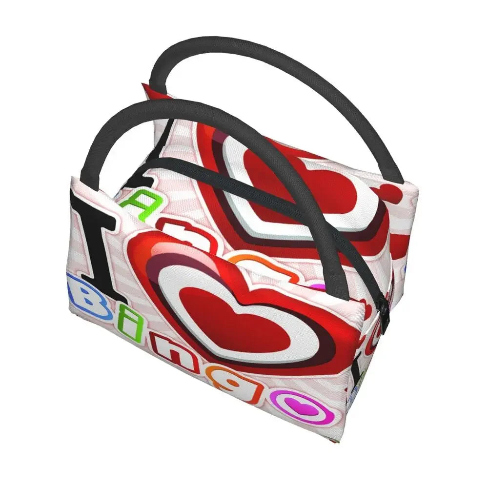 I Love Bingo Game Insulated Lunch Bags for School Office Waterproof Cooler Thermal Lunch Box Women lunchbag