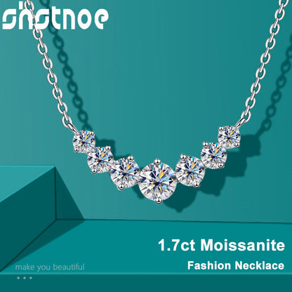 SHSTONE Moissanite Necklace for Woman Wedding Fine Jewely with Certificates 925 Sterling Sliver Plated 18k White Gold Necklace