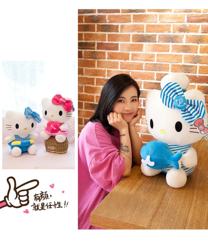 30cm Sanrio New KT Cat Doll Embracing Angel Kitty Cat Child Sleeping Pillow Cloth Doll Soft Plush Toy Room Decoration Gifts