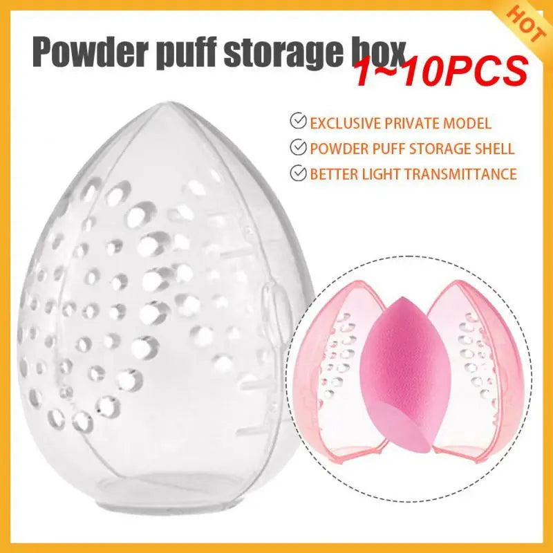 1~10PCS Makeup Egg Storage Box Dust-proof Makeup Organizer Cosmetic Sponge Storage Box Transparent Egg-shaped Storage Case Make