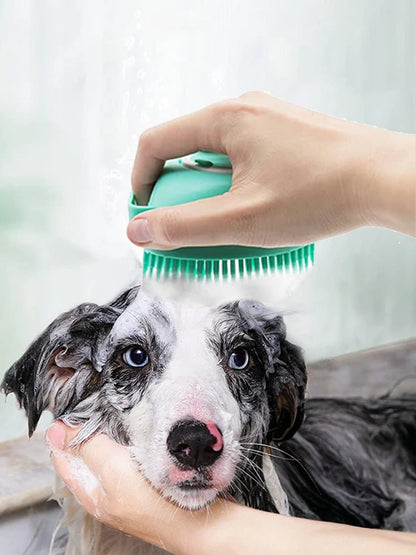 Pet Shampoo Brush Silicone Massage Rubber Bath Comb With Shampoo Storage Short Long Haired Dogs And Cats Washing