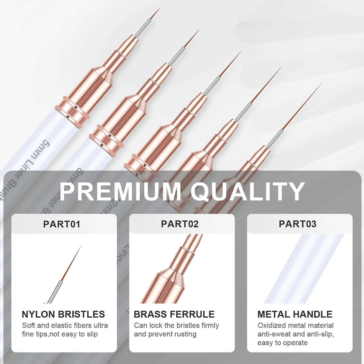 5pcs/Set Acrylic French Stripe Nail Art Line Painting Pen 3D Tips Manicure slim Line Drawing Pen UV Gel Brushes Painting Tools