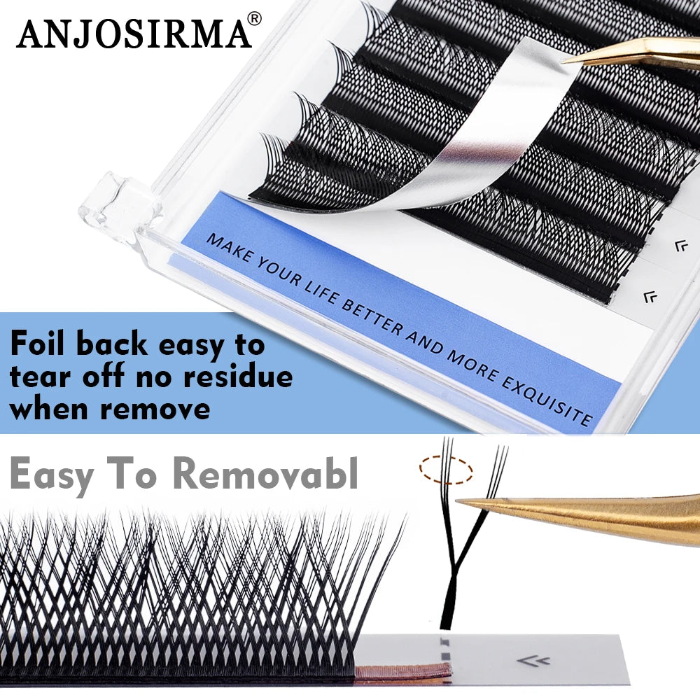 ANJOSIRMA YY Shaped Eyelash Extension, 3 Split Tips, Soft BASF Lash,  Hand Made Curl, High Quality, 3D，0.07 makeup eyelashes