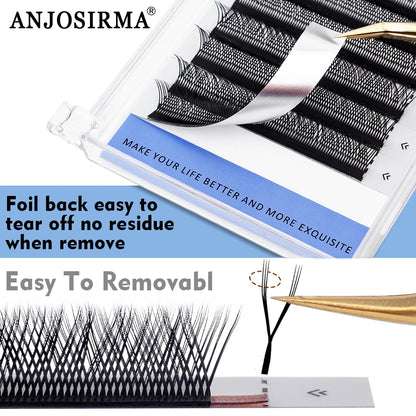 ANJOSIRMA YY Shaped Eyelash Extension, 3 Split Tips, Soft BASF Lash,  Hand Made Curl, High Quality, 3D，0.07 makeup eyelashes