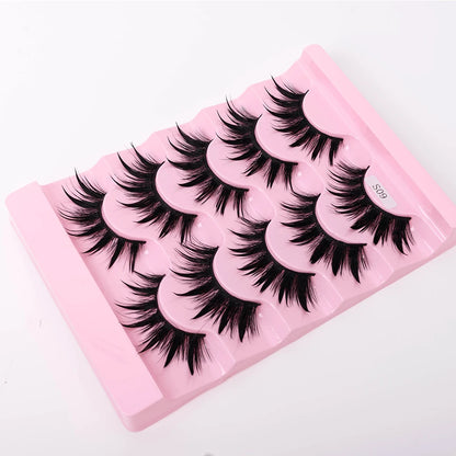 NEW 5Pairs Natural 3D Dramatic Fairy Clusters Manga Lashes Fake Eyelashes Wet Look Cosplay Lashes