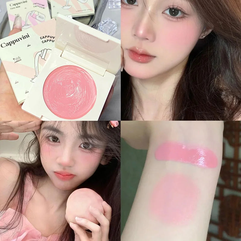 Peach Pink Creamy Blush Cheek Rouge Contouring Brighten Skin Tone Waterproof Multi-purpose Eyeshadow Blusher Girl Feeling Makeup