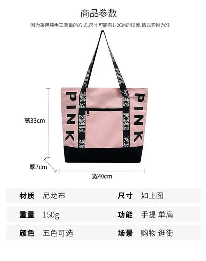 Literary Nylon Tote Bag For Women Large Capacity Shoulder Bag Fashion Letter Strap Handbags Large Capacity Tote Bag