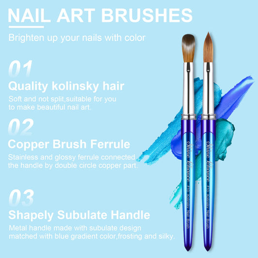 100% Kolinsky Nail Brush for Manicure Gel Brush for Nail Art Brush Acrylic Liquid Powder Carving Gel Brush Liner Drawing Pen