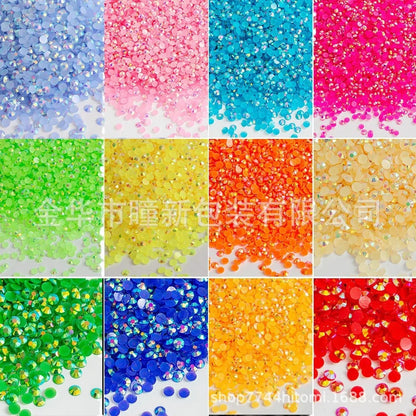 Factory Direct Sales Flats Bottom Resin Diamond Nail Art Diamond Colorful DIY Jelly AB 14 Faceted Fujisaki Diamond Mobile Pho...