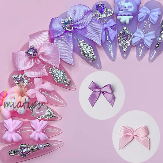 10Pcs Colorful Ballet Ribbon Bowknot Nail Art Decorations Cute Nail Decoration Accessories DIY Manicure Decor Parts