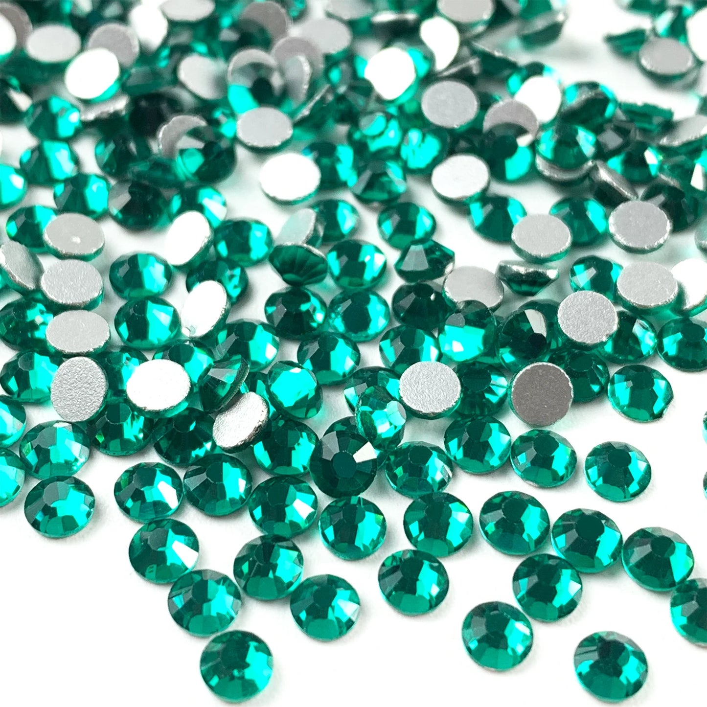 14400 Emerald Glass Non Hotfix Rhinestone SS3-SS30 Green Flatback Crystal Rhinetones Glue on Diamond Strass DIY Nail Accessories