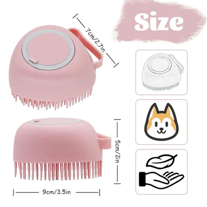 Pet Shampoo Brush Silicone Massage Rubber Bath Comb With Shampoo Storage Short Long Haired Dogs And Cats Washing