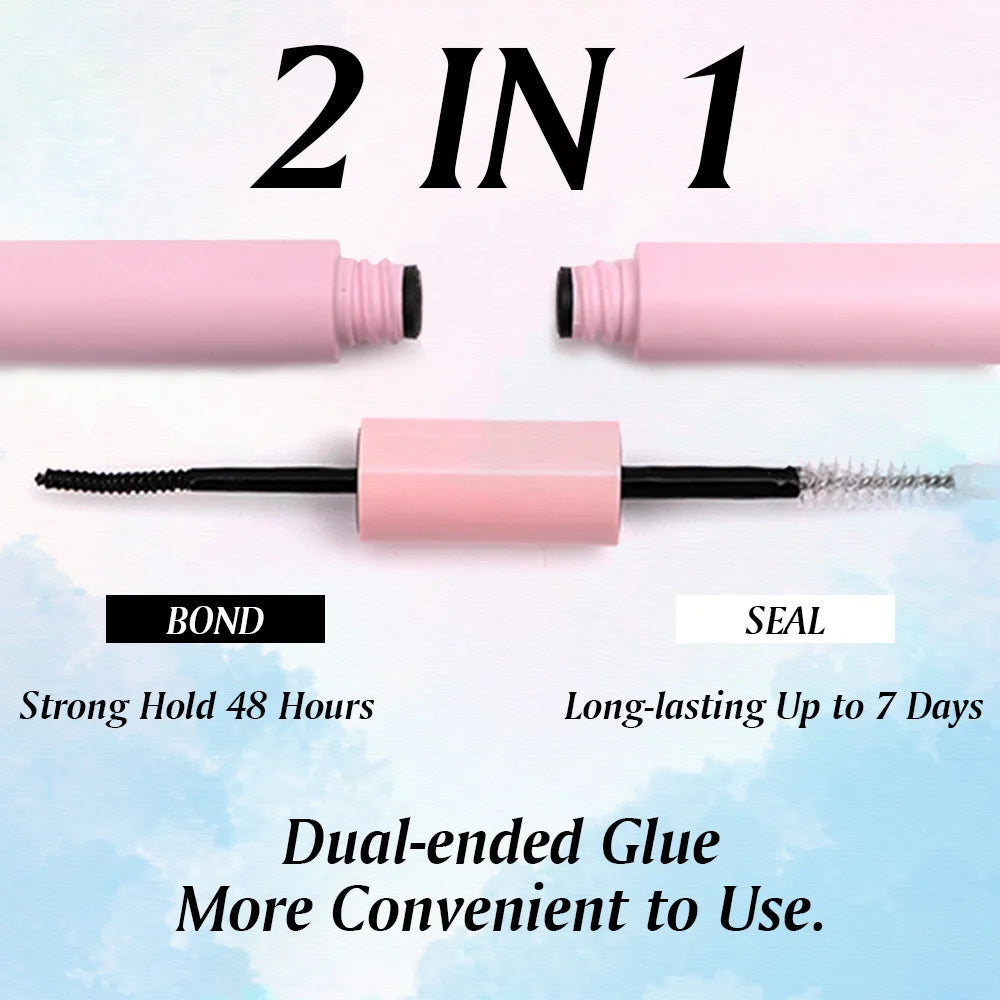 Eyelash Bond and Seal for DIY Lash Clusters Long Lasting Lash Glue Hold 48-72 Hours Waterproof Mascara Wand Makeup