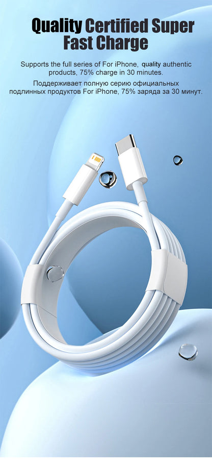 30W Fast Charging Cable For Apple iPhone 14 13 12 11 Pro Max Mini USB C Quick Cable For X XR XS 8 7 14 Plus SE Phone Accessories