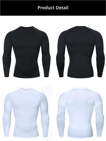 2 Pack Men's Compression Shirts Long Sleeve Athletic Workout Tops Base Layer Quick Dry Sports Athletic Workout T-Shirt