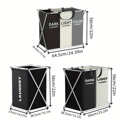 1 PC Large Laundry Hamper 3 Sections Divided Laundry Basket Foldable Washing Bin Dirty Cloth Storage Bag