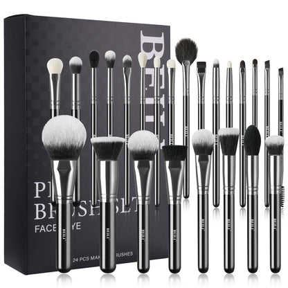 BEILI makeup brush 24 pcs black set Kabuki foundation loose powder eye shadow eyeliner mixed brush set beauty tools