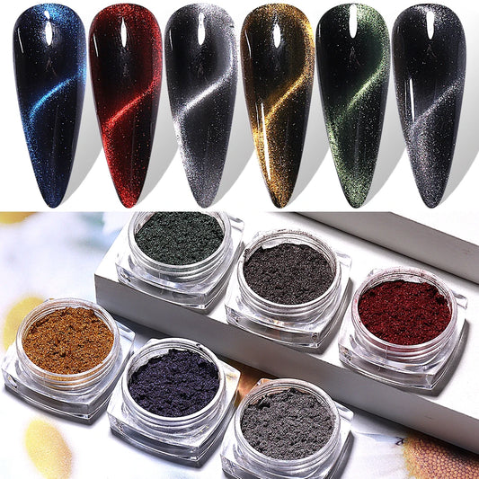 6 Colors Cat Eye Chrome Magnetic Nail Powder Pearl Fairy Pigment Reflective Effect Rubbing Dust DIY Charm Manicure Decor Flash