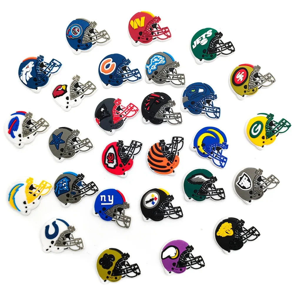 Rugby Team Helmet Nfl Collection Shoe Charms DIY Shoe Decorations Accessories Decorations Sandal Decorate for Crocs Kids Gift