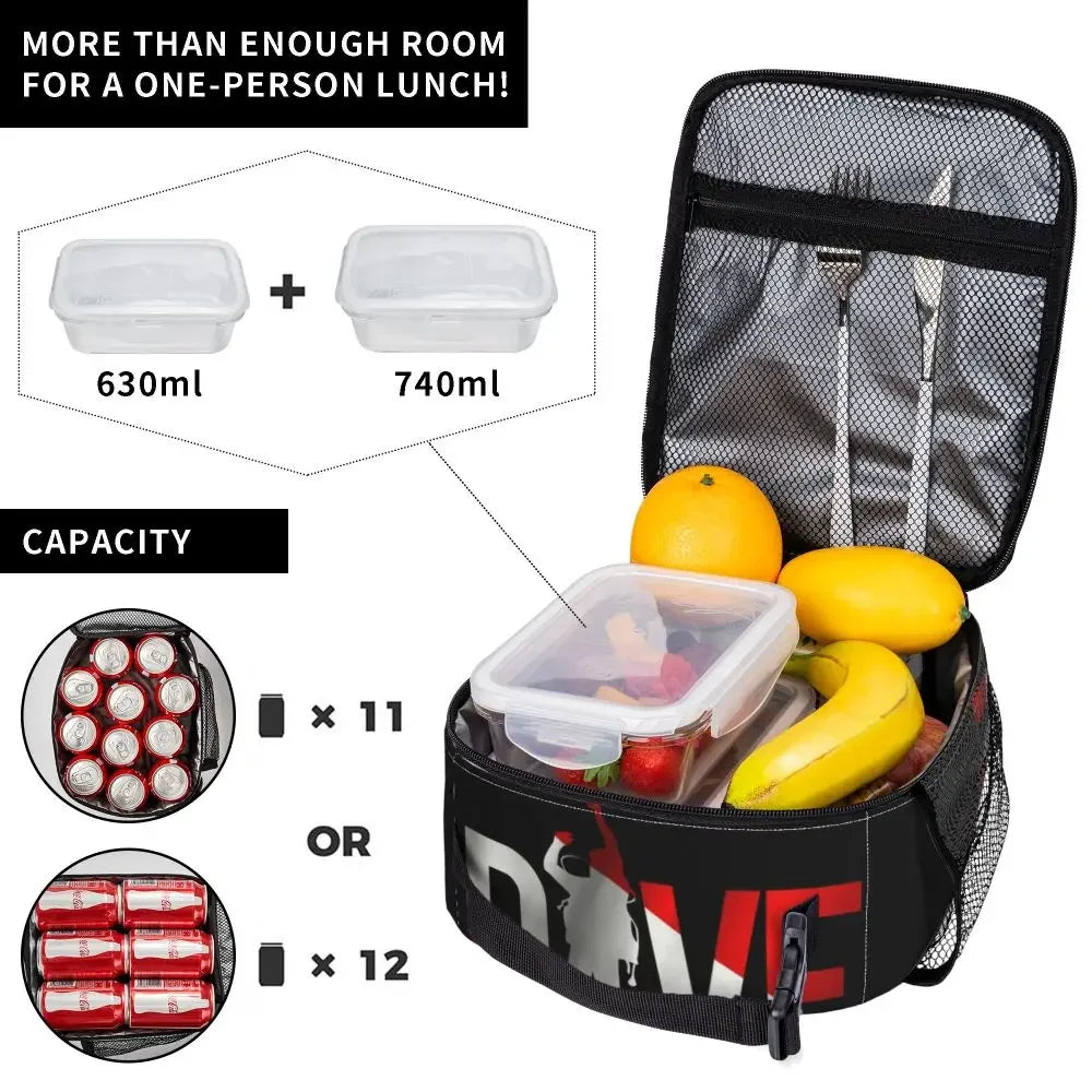 Scuba Diver Flag Resuable Lunch Box for Women Multifunction Dive Diving Thermal Cooler Food Insulated Lunch Bag Office Work