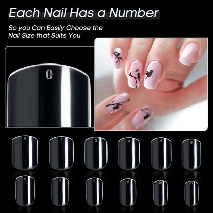 Short Square Nail Tips 240 Pcs Square False Nail Clear Full Cover Press On Nails Soft Acrylic Fake Nails For Nail Salon