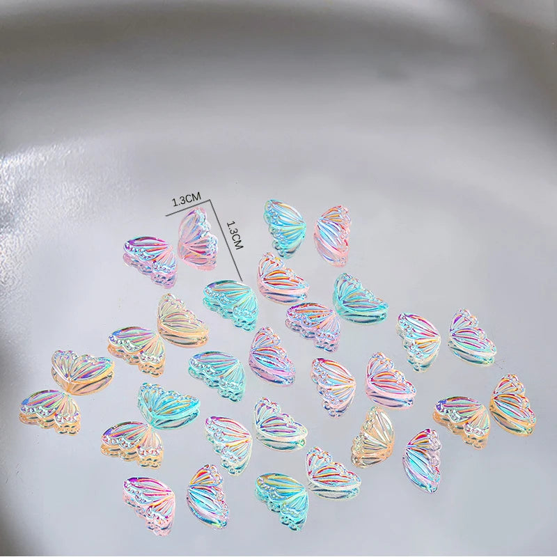 1Bag Mixed Aurora Butterfly Nail Art Decoration 3D Flower Resin Manicure  Ornament Nail Charm Parts Jewelry Design Accessorie