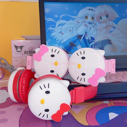 Hello Kitty Cute Bluetooth Headphone Wireless Headsets Anime Cartoon Stereo Headset Earphone With Mic Fashion Hottie Y2k Gifts