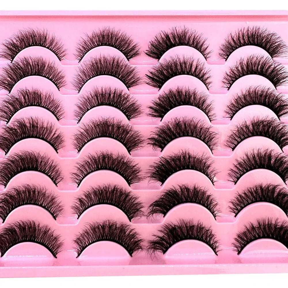 New 14Pairs 3D Faux Mink False Eyelashes Natural Messy EyeLashes Crisscross Wispy Fluffy Lashes Extension Makeup Fake Eyelashes