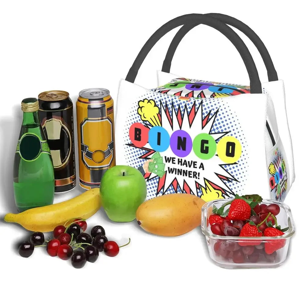 I Love Bingo Game Insulated Lunch Bags for School Office Waterproof Cooler Thermal Lunch Box Women lunchbag