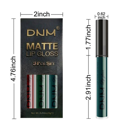 New 3pcs/set Liquid Lipstick Waterproof Long Lasting Cosmetic Black Blue Purple Green Matte Lip Gloss Nude Lip Tint Stain Makeup