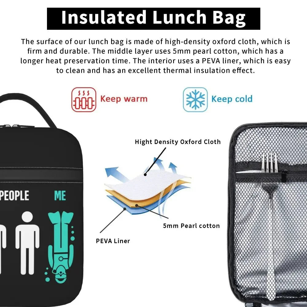 Scuba Diver Flag Resuable Lunch Box for Women Multifunction Dive Diving Thermal Cooler Food Insulated Lunch Bag Office Work