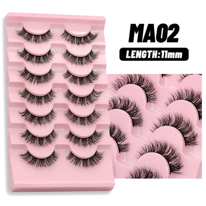 GROINNEYA 5/7 pairs Eyelashes  Manga Lashes  Natural False Lashes Fluffy Soft Cross  Fairy Little Devil Lashes Extension Makeup