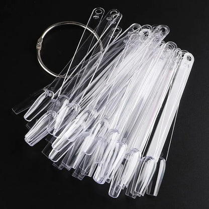 50Pcs Coffin Nails False  Tips Fan Display Color Palette Card Practice Chart for  Polish with Removable Ring