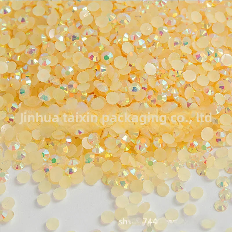 Factory Direct Sales Flats Bottom Resin Diamond Nail Art Diamond Colorful DIY Jelly AB 14 Faceted Fujisaki Diamond Mobile Pho...