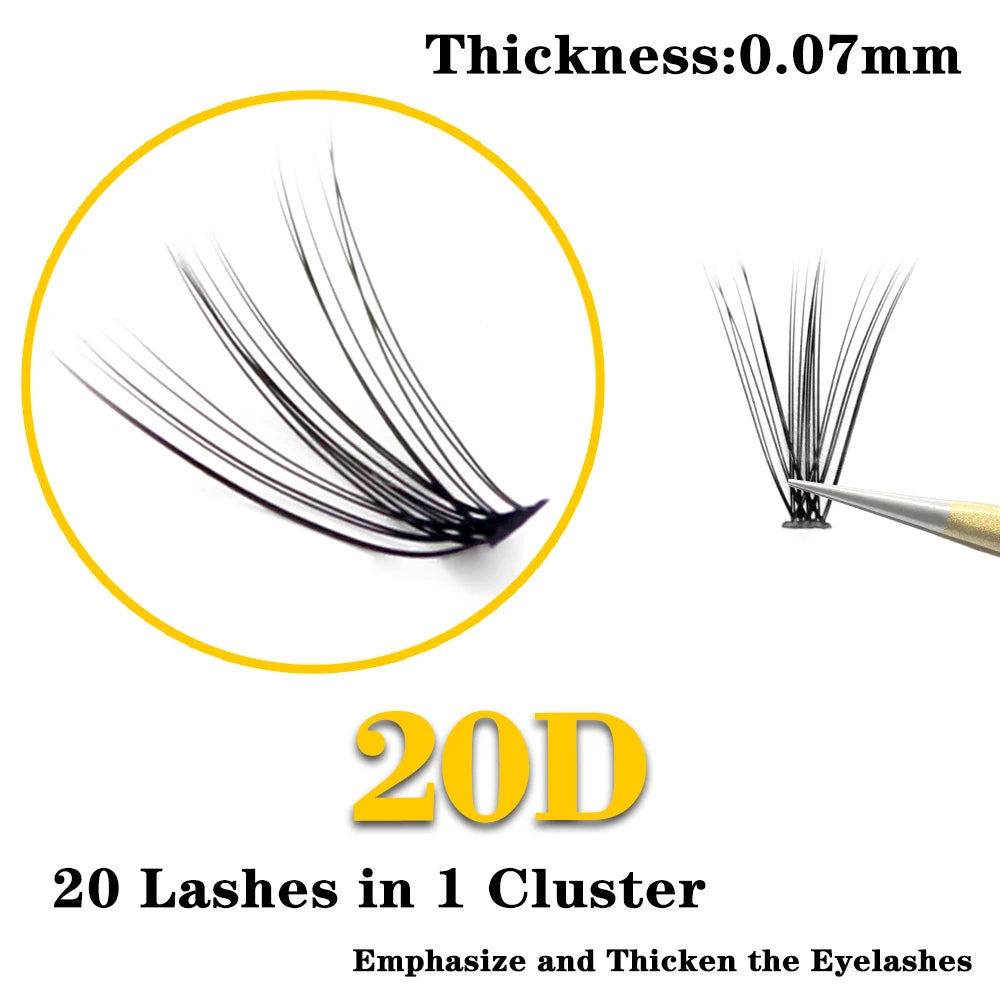 Super Bundles 3D Mink Individual Eyelash Extension False 20D BROWN / BLACK Volume Cluster Lashes Natural Faux Makeup Eyelashes