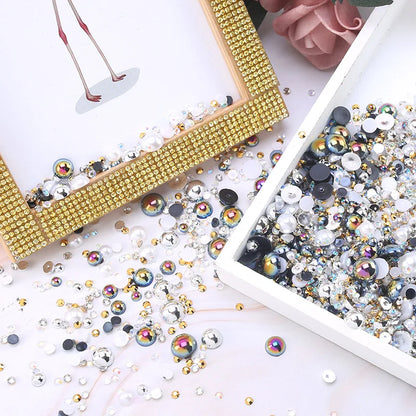 Mix Resin Rhinestone Pearls for Clothing Decorations Glitter Nail Gems Glue on Flatback Crystal Pearls DIY Decor Accessories