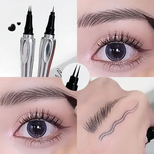 2 Point Eyebrow Pen Waterproof Liquid Tattoo Eyebrow Enhancers Long Lasting 0.01MM Ultra Thin Eyebrow Eyelash Pen Cosmetics