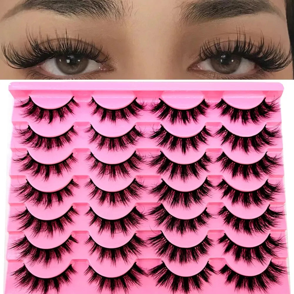 New 14Pairs 3D Faux Mink False Eyelashes Natural Messy EyeLashes Crisscross Wispy Fluffy Lashes Extension Makeup Fake Eyelashes