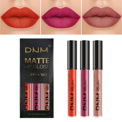 New 3pcs/set Liquid Lipstick Waterproof Long Lasting Cosmetic Black Blue Purple Green Matte Lip Gloss Nude Lip Tint Stain Makeup