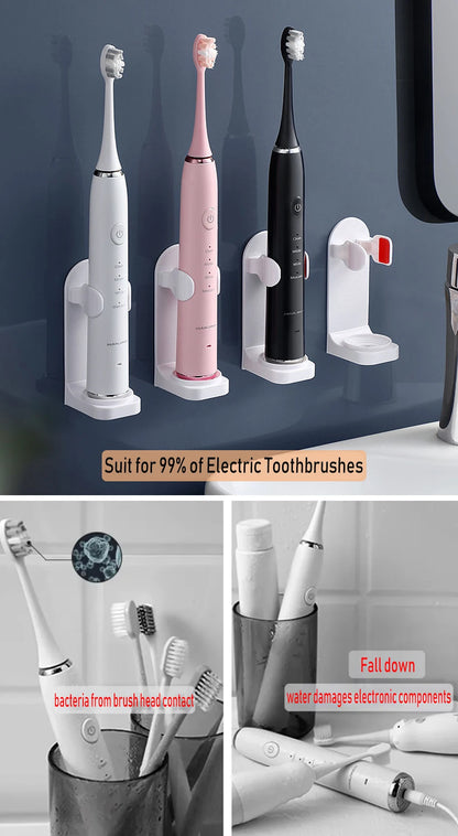 Adjustable Toothbrush Holder Electric Toothbrush Base Silicone Non-slip Wall Mount Brush Body Rack Adapt 99%