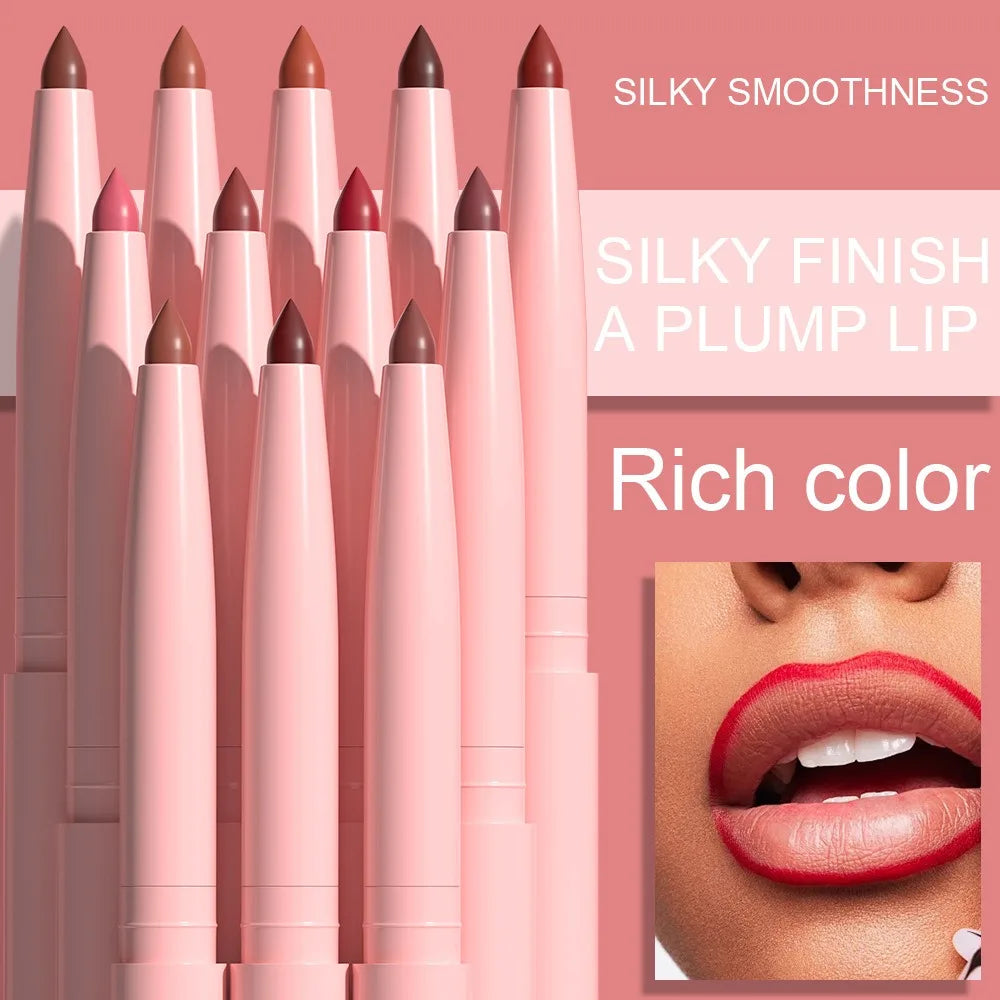 6Pcs/Set Nude Series Lip Liner Pencil Lipstick Set Brown Red Contour Tint Lasting High Pigment Non-stick Cup Matte Lips Makeup