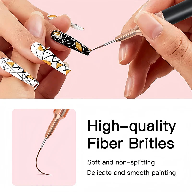 5pcs Professional Nail Art Liners Striping Brushes Tool Ultra-thin Line Detail Drawing Painting Brushes Manicure Pen Tools